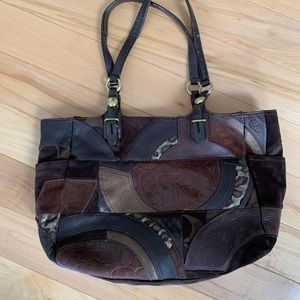 Coach Brown Multi-Print Shoulder Bag